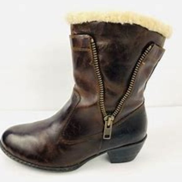 Born Danila Women's Shearling Boot in Dark Brown Leather Sz 7 1/2 - Picture 15 of 16